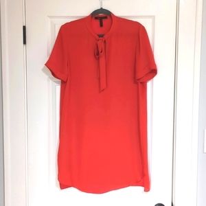 BCBGMaxAzria Tieneck Orange Mini Shirt Dress Size S